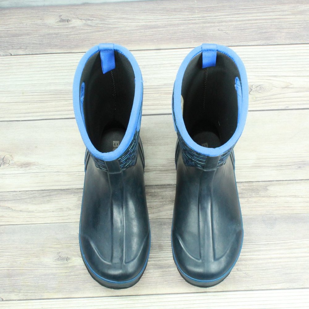 BOGS Boys K Classic Black Blue Stripe Waterproof Pull On Rain Boots Size 6 / 39 - Picture 6 of 9